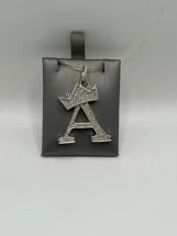 Silver "A" Crown Pendant 