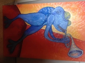 Art The Blue Frog by Nathan Beatty Original