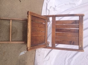 Antique All-Wood Slotted Back AND Seat Classic Folding Chair,
