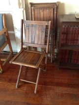 Antique All-Wood Slotted Back AND Seat Classic Folding Chair,