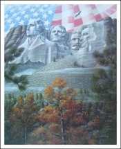 Flag Over Mount Rushmore By John Shaw Lithograph Signed with First Day Cover