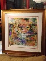Art Rare LeRoy Neiman The Leopard, hand signed lithograph framed with Canadian Gold Coin